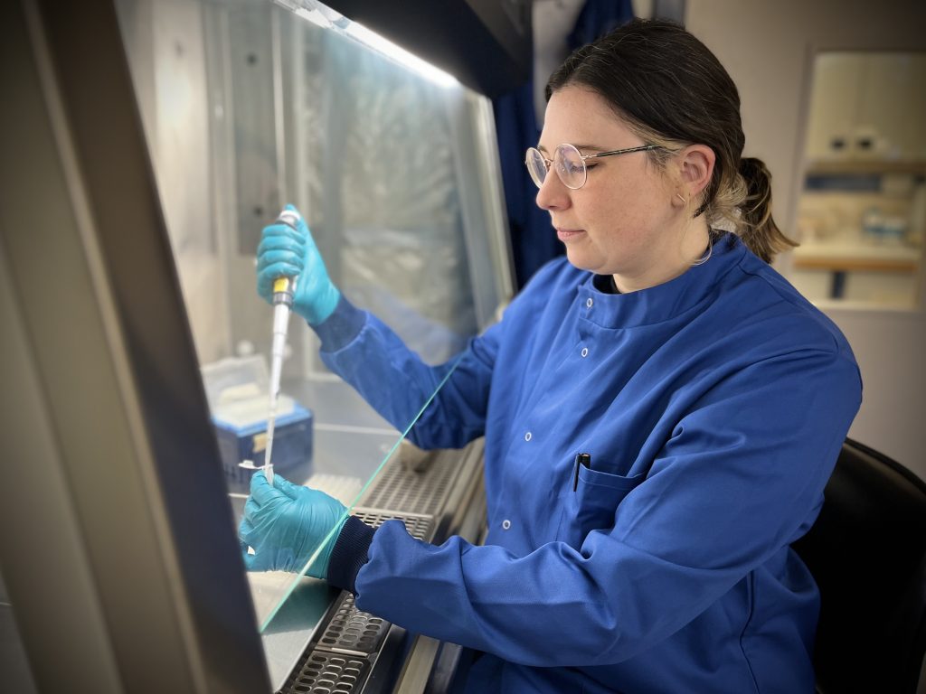 taking sample in the lab