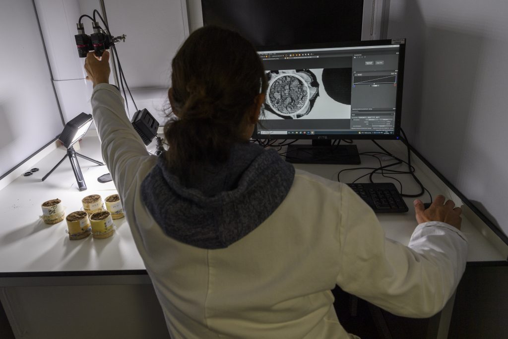 Researcher look at image of computer
